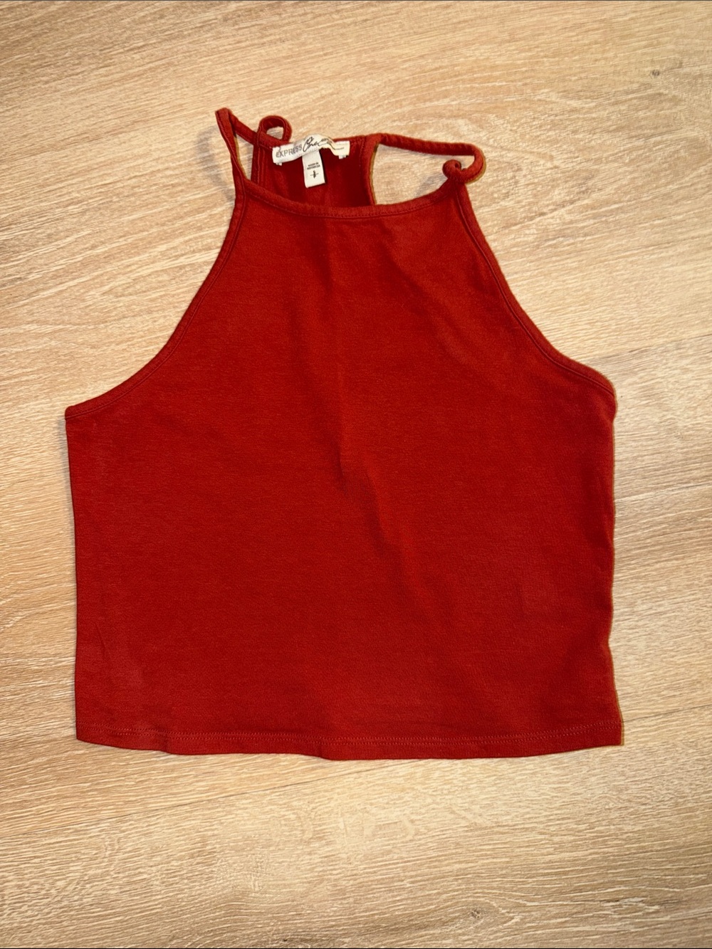 Express Red High-Neck Crop Tank Top